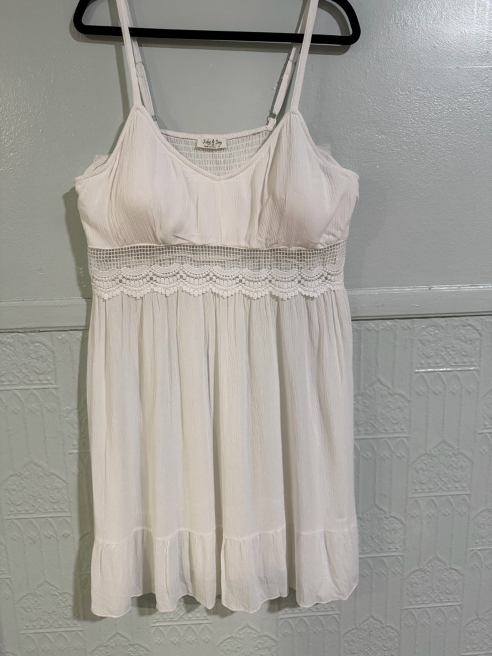 White Lace-Trim Spaghetti Strap Sundress